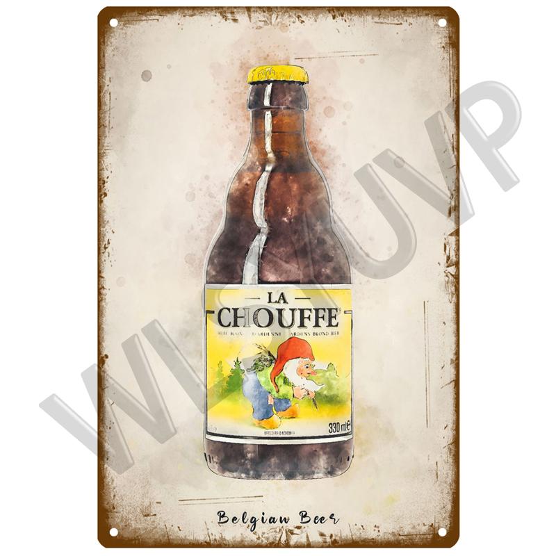 Hertog Jan Retro La Chouffe Metallskilt Blikkskilt Whisky Belgia Øl Plakett Metall Veggdekor Vintage Dekor Plakater Skilt Man Cave