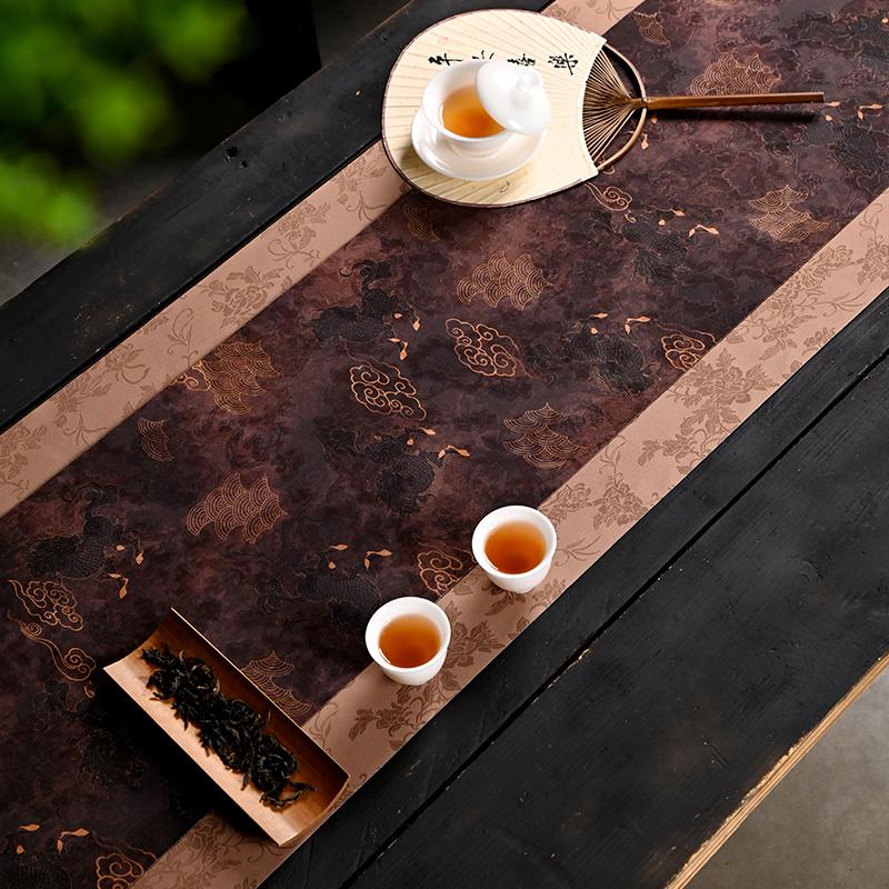 Tea Mat Waterproof and Non-slip Tea Mat Light Luxury High-end Handmade Zen Table Flag New Chinese Table Fabric Tea Flag