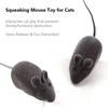 2Pcs Squeaky Rubber Rat Cat Toy with Plush Faux Fur, Pet Interactive Toy for Cat Chasing & Dog Chewing Play