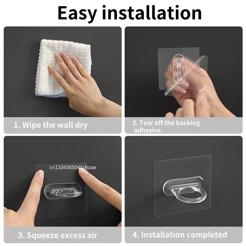 1-20pcs Self-adhesive Round Hooks Multi-Purpose Wall-Mounted Hooks Free Punching Storage Racks for Bathroom Kitchen Ring Hange