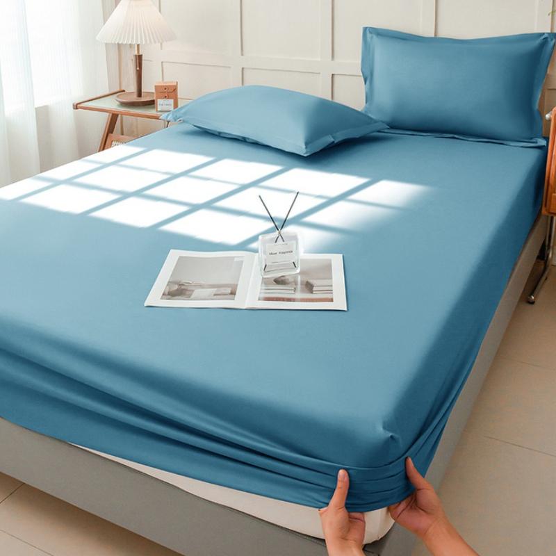 Full Package Non Slip Bedsheet Waterproof and Dustproof Mattress Protective Cover Suitable for Single Double Bed Minimalist Solid Color Bedclothes