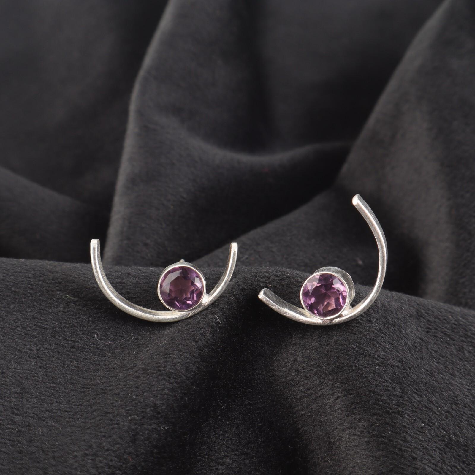 

Аметист Драгоценный камень 925 Серебро Этнические Пусеты Помолвочный Подарок Бабочка Новые Серьги EE-145-9