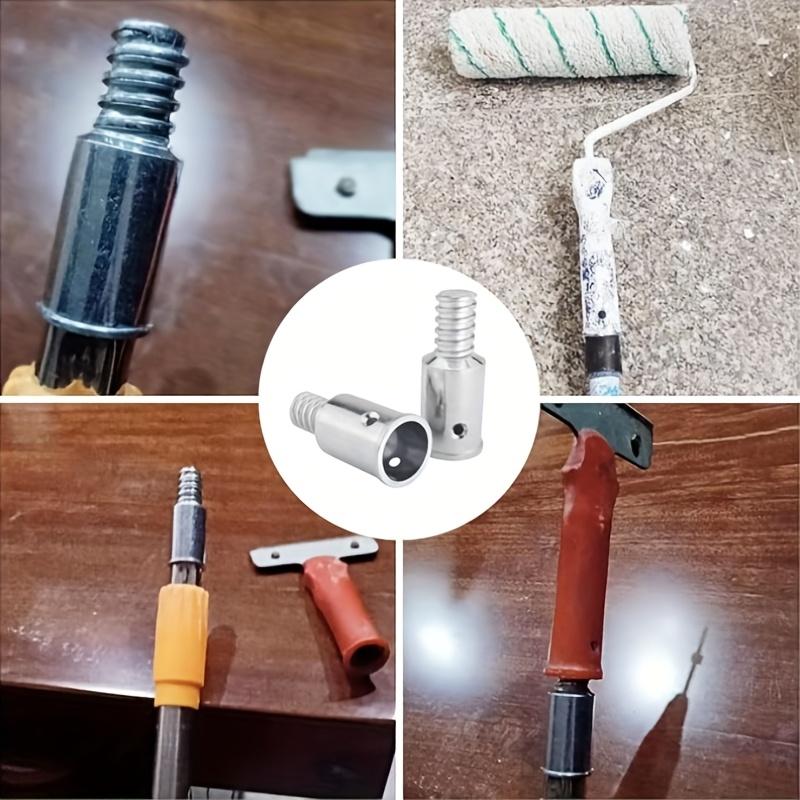 5pcs/set Silvery American Metal Threaded Head Alloy Broom Handle, Metal Roller Bar Mop Rod Extensions, Cleaning Brush Extension Rod Connector Fittings