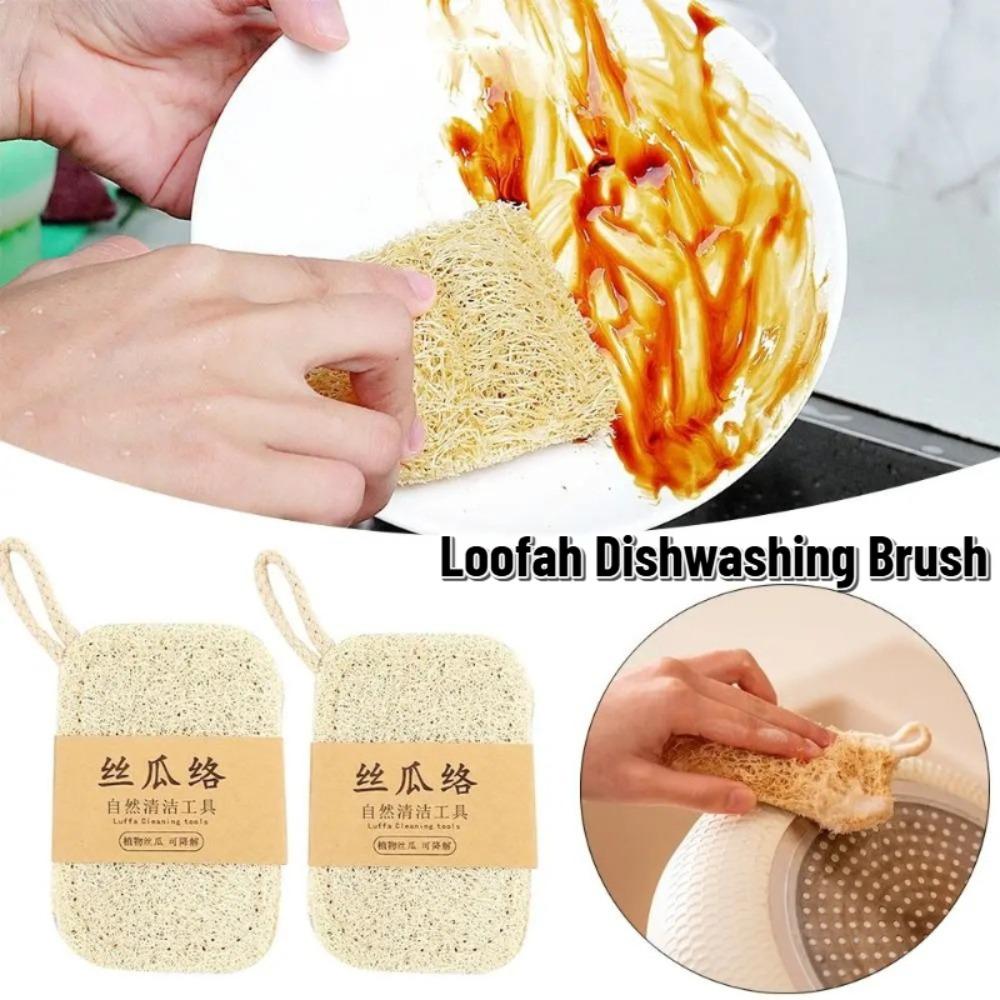20PCS Natural Loofah Dishwashing Brush Double-sided Easy To Clean Dishwashing Cloth Quick Drying Nonstick Loofah Cleaning Brush