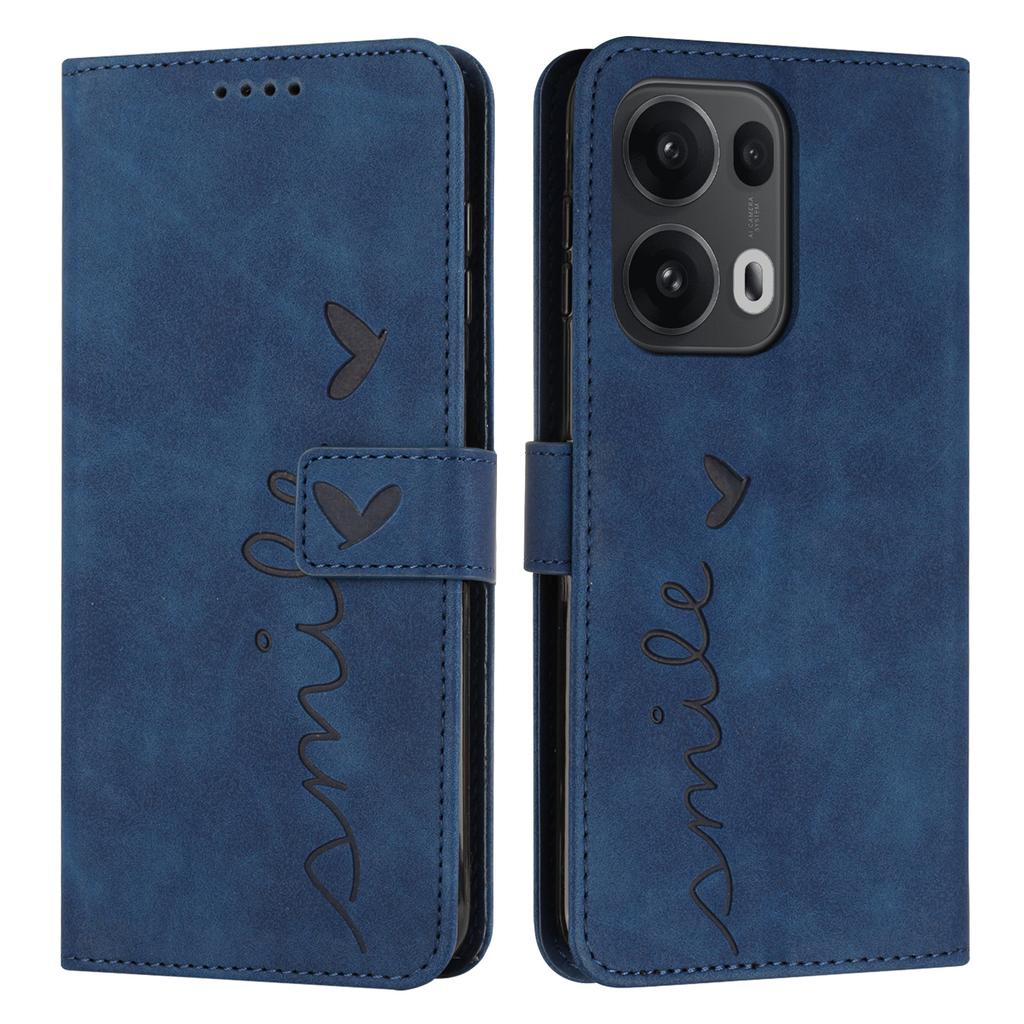 For Oppo Reno13 Pro 5G Case Viewing Stand PU Leather Phone Cover Imprinted Heart Pattern