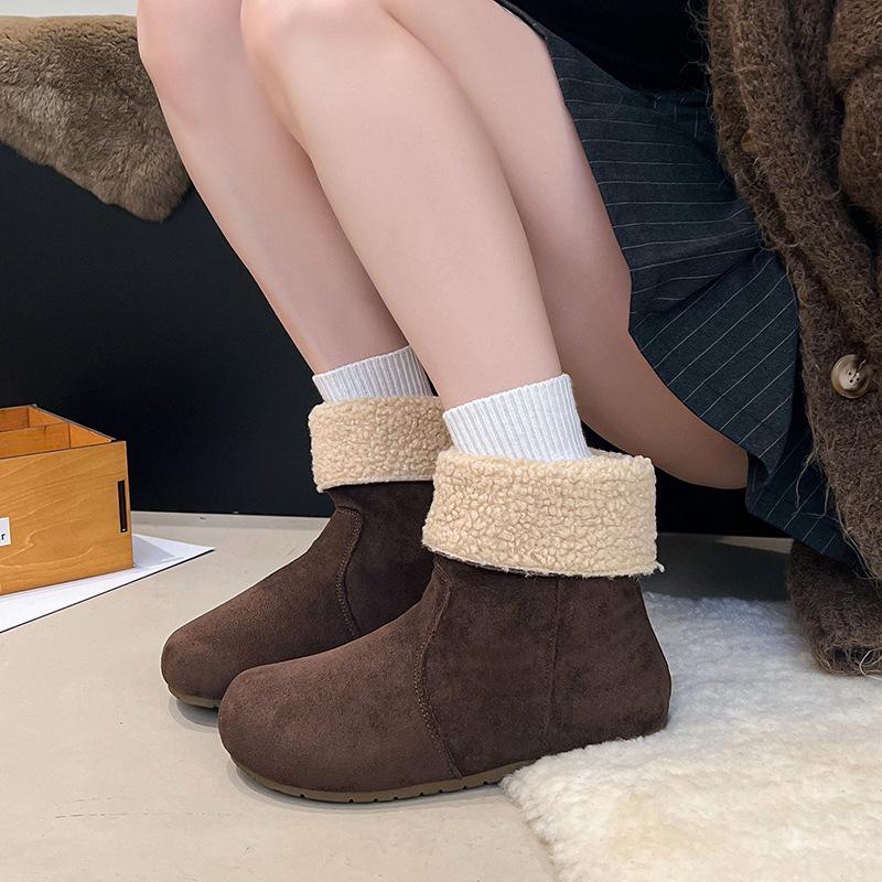 Women's thick-soled medium mid-calf winter lightweight warm anti-cold padded snow boots non-slip wear casual sneakers Martin cotton boots