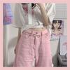Jeans Women's Autumn Pink Versatile Straight Wide Leg Pants Loose High Waist Skinny Pants Tide Pants