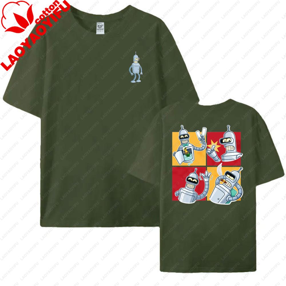 Futurama Bender Robot Cartoon Print Unisex Cotton TShirt Streetwear Summer Fashion Trendy Unisex Women Top  Funny SciFi Lover Tee