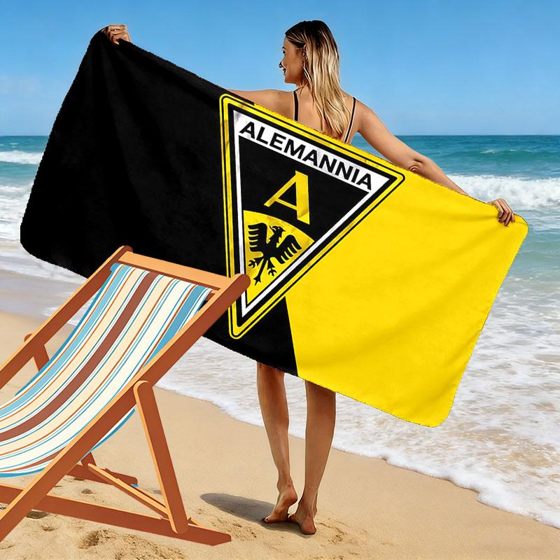 Ręcznik Plażowy z Nadrukiem Alemannia Aachen, Duży Miękki Szybkoschnący Ręcznik na Plażę Kemping Pływanie