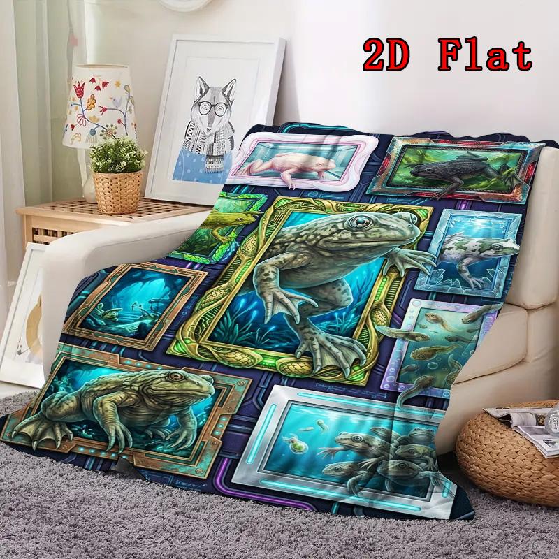 Frog Evolutionary Showcase 2D Flat Pattern Flannel Blanket, High Quality All Seasons, Home Decor, Warmth and Comfort, Perfect for Christmas Gifts.