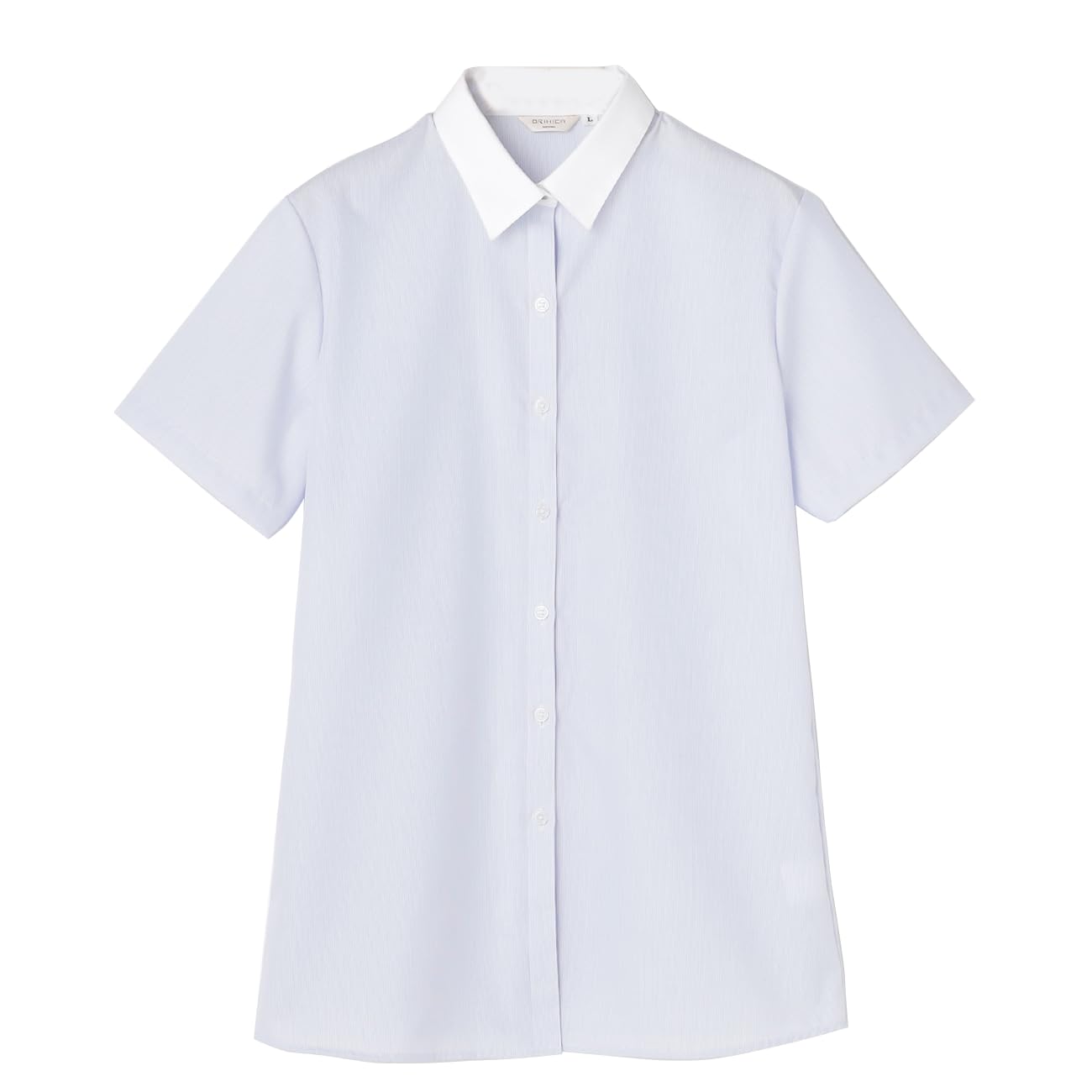 

with hidden chest for blue stripe cleric [ORIHICA] Short-sleeved shirt, 100% cotton, non-iron blouse, deodorizing, buttons, work, women, (NBRHSS-48)