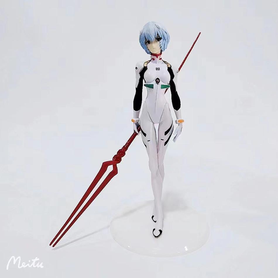 Anime Neon Genesis Evangelion Eva Ayanami Rei Kawaii Figur Weißer Kampfanzug Kurzes Haar PVC Sammlermodell Spielzeug Ornamente Geschenk