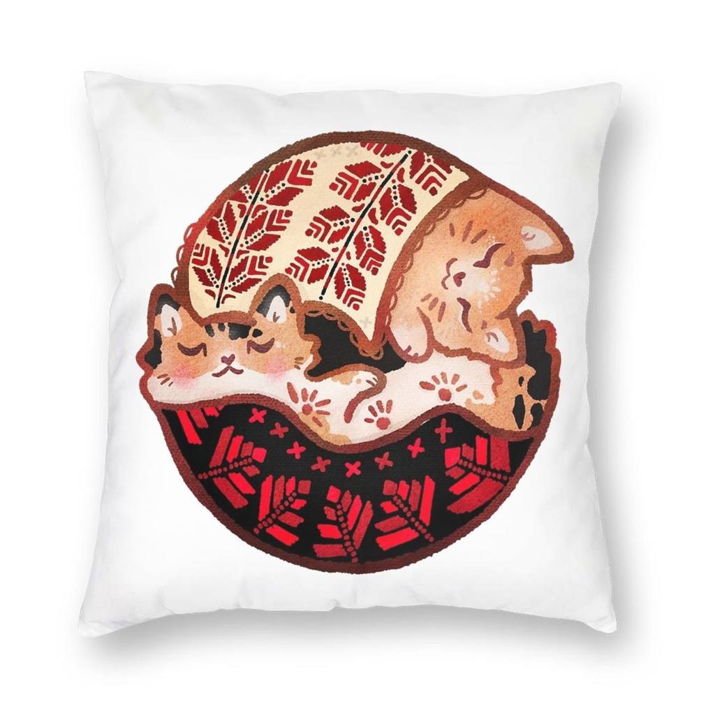 Cute Cat Wearing The Keffiyeh Pillowcase Soft Fabric Cushion Cover Gift Throw Pillow Case Cover Home Zipper 45*45cm