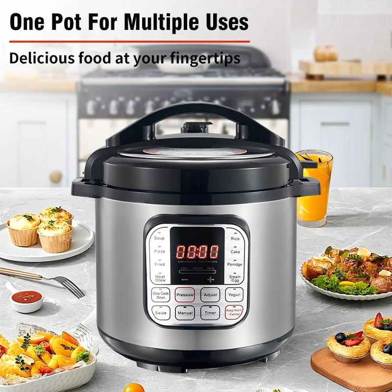 6L 220V Electric Pressure Cooker Stainless steel Smart Multicooker for Kitchen Slow Cooker Rice Cooker Steam Pot Food Warmer