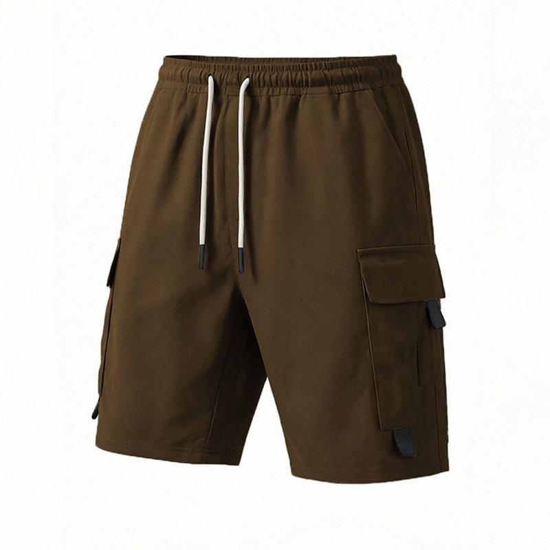 Frühling und Sommer Herren Shorts Latzhose Einfarbige Lässige Patchwork Kordelzug Mehrere Taschen Hosen