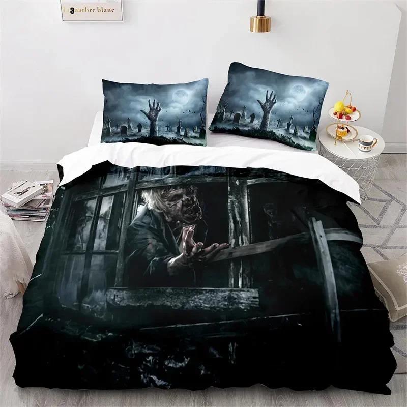 Comforter 3D Print Horror Theme King Zombie Hand Microfiber Gothic Spooky Bedding Set Twin Queen