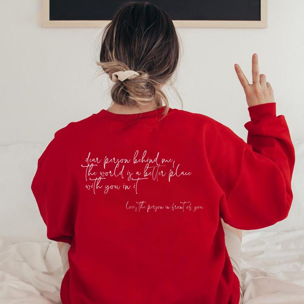 

Толстовка Dear Person Behind Me Рубашка Dear Person Behind Me Эстетические толстовки Be Kind Свитер с позитивом Толстовки унисекс S красный