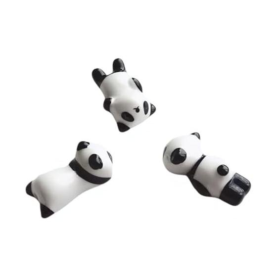 3-Piece Ceramic Panda Chopstick Rests Set - Adorable & Stylish Tableware for Everyday Use and Gifts