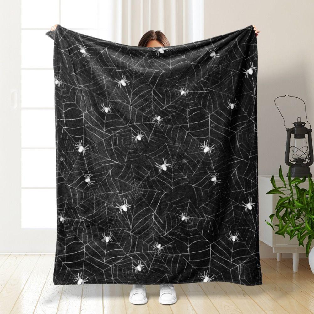Bat Halloween Decor Spider Flannel Blanket Cozy Halloween Blanket Pumpkin  Office