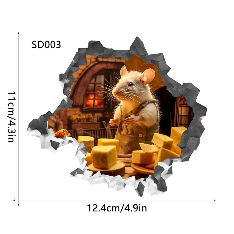 

Милая мультяшная 3D наклейка на стену Креативность Мышиная нора Декаль Персонализированные обои Наклейки для украшения дома в помещении и на улице