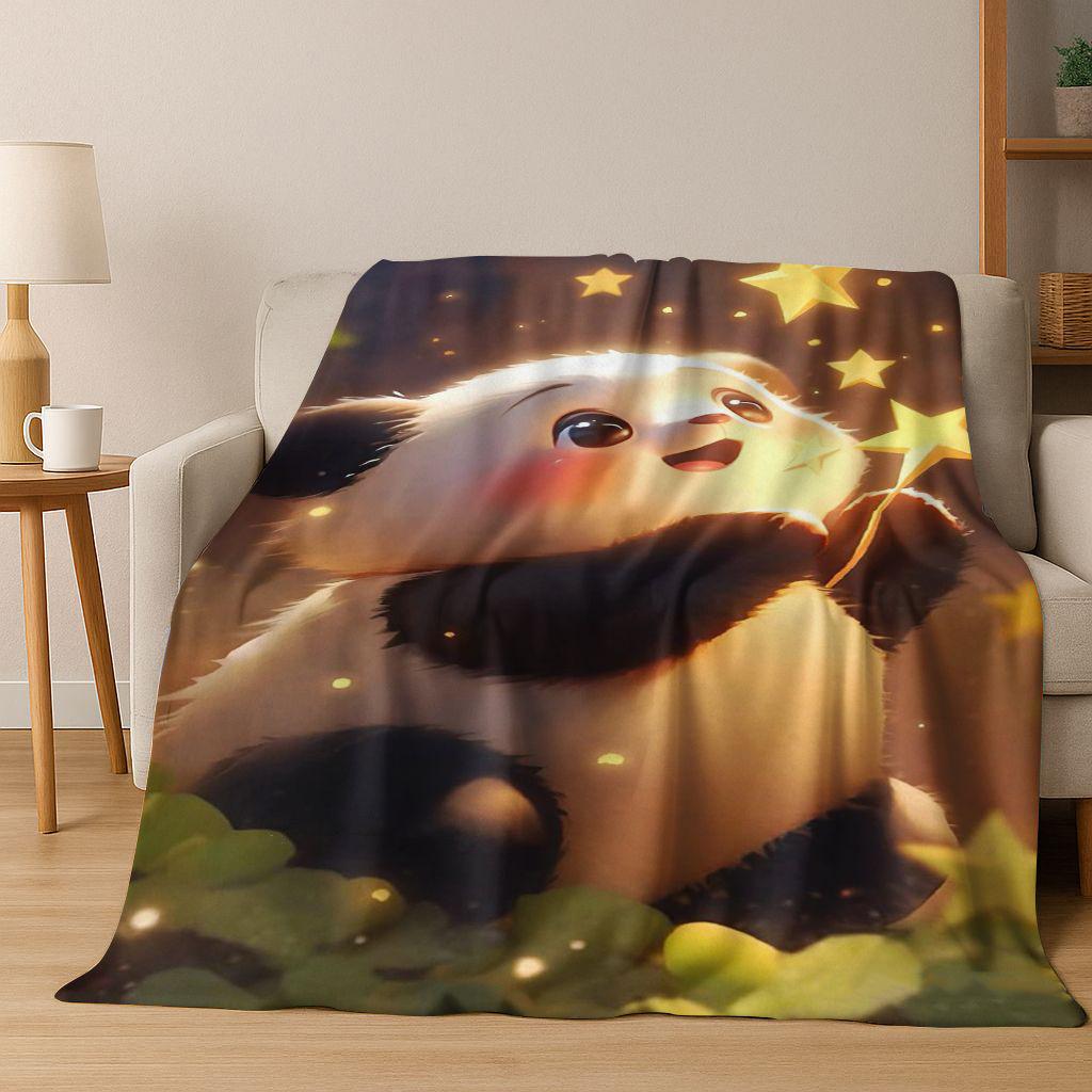 2026 New Dream Panda Cute Cartoon Art Flannel Blanket,Cozy Soft Throw Blanket for Home Bedroom Bed Sofa Picnic Cover Gift Kids