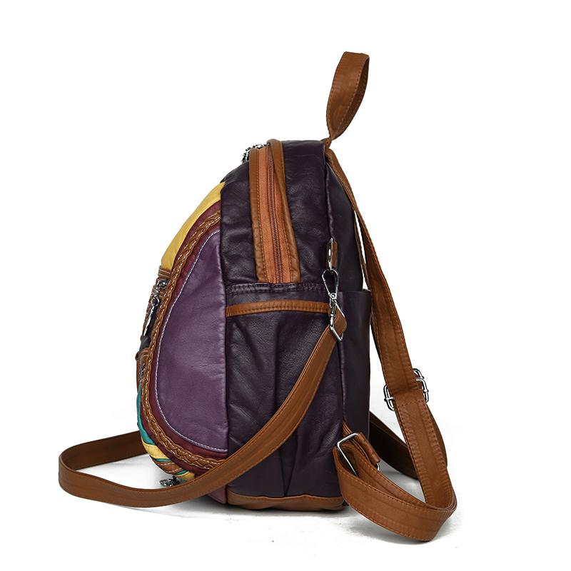 Fashion Splicing Washing Leather Backpacks Female Luxury Bagpack for Women Large Capacity School Travel Bag Ladies Shoulder Bags