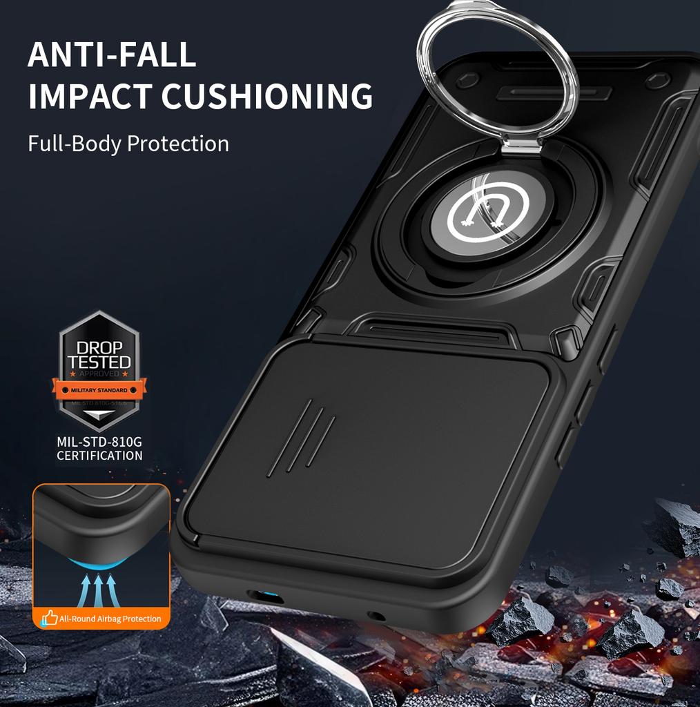 Anti-slip Armor Shockproof Case For Infinix Hot 60i 4G 60 5G Hot 60Pro Plus Camera Lens Protection Metal Ring Stand Back Cover
