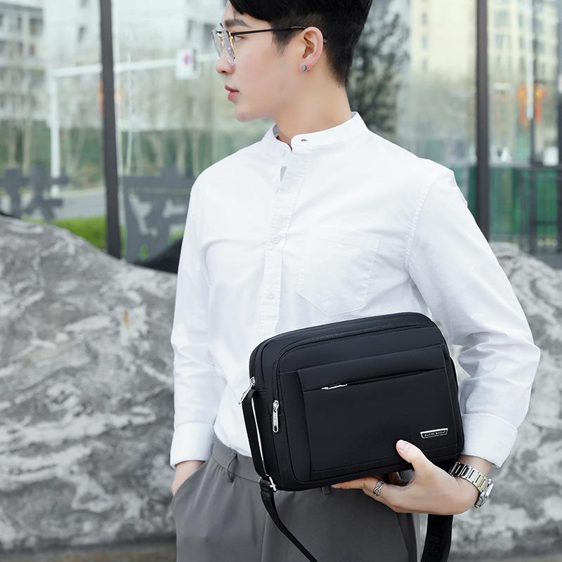 Men's Multi-Layer Splash-Proof Messenger and Shoulder Bag, Large Capacity Casual Business Cloth Bag with Wallet and Print Design