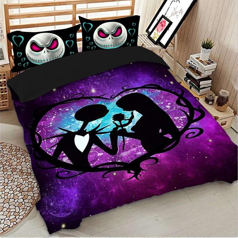 Luxurious Nightmare Before Christmas Duvet Cover With Pillow Cases Bedding Set