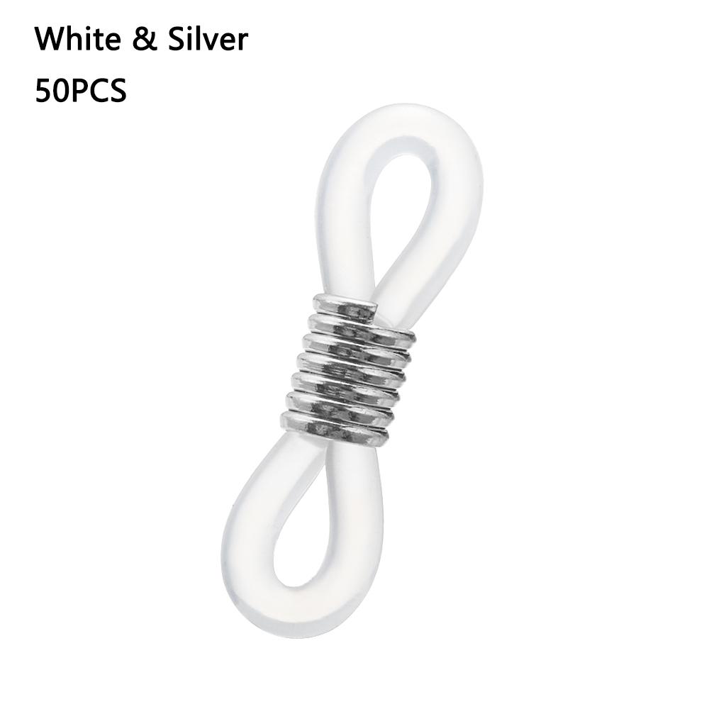50 PCs Adjustable Anti-Slip Eyeglass Chain Ends Retainer Rubber Glasses Ring Strap Spectacle End Connectors Eyewear Accessories