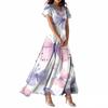 Abito Casual Estivo da Donna con Stampa Farfalla, Scollo a V, Manica Corta