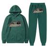 Mens Winter Warm Hooded Sweatshirt Jogger Set Cotton Blend Sport Outfit