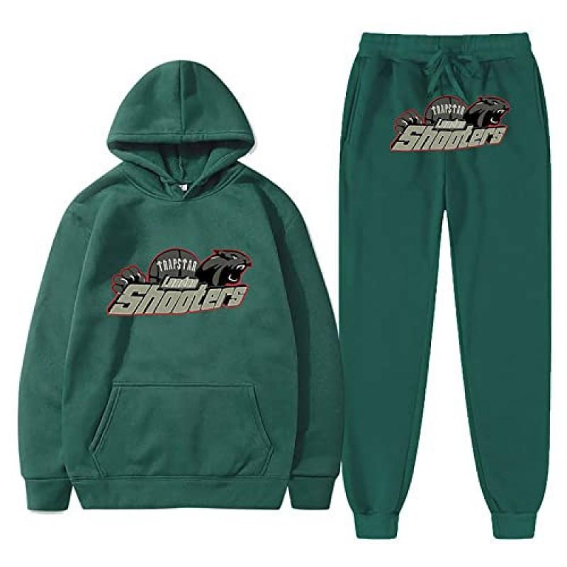 Mens Winter Warm Hooded Sweatshirt Jogger Set Cotton Blend Sport Outfit