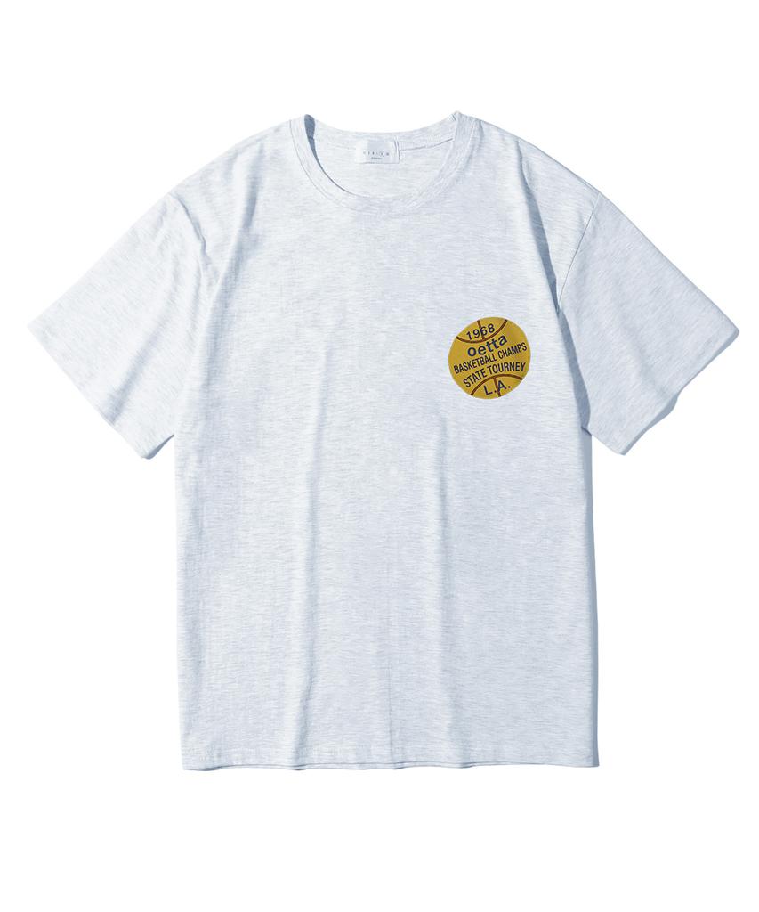 Oeta Basketball Logo Double Cotton Oversized Short Sleeve T-Shirt Ots26007(10 Colors) (Type A)