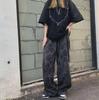Men's Spring Retro Floral High-Waist Loose Straight Trousers - Trendy Slim Wide-Leg Pants
