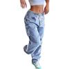 Cross-border Europe, America and 2026 spring and summer new trend elastic waist lace-up overalls casual wide-leg jeans women