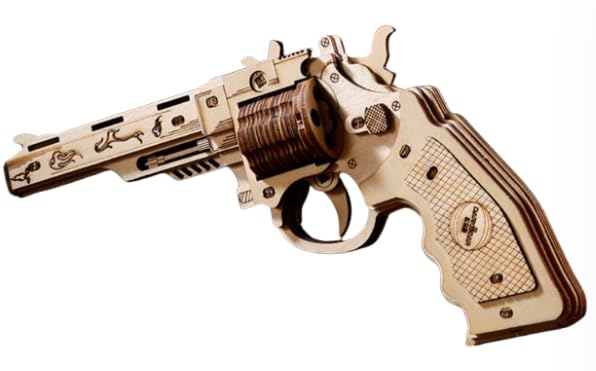 Anfang 3D Wooden Rubber Band Pistol Puzzle, Easy to Assemble (Pistol)