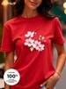 Realistic Flower Print Available In Three Colors 100 Pure Cotton Material Roundneck Shortsleeved Unisexs Tshirt Top