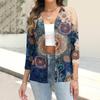 Women's Fashion Casual Printing Button-down Shirt 3/4 Long Sleeve Tops