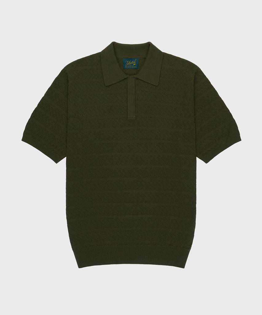 Yaichi Jacquard Knit Polo - Chive