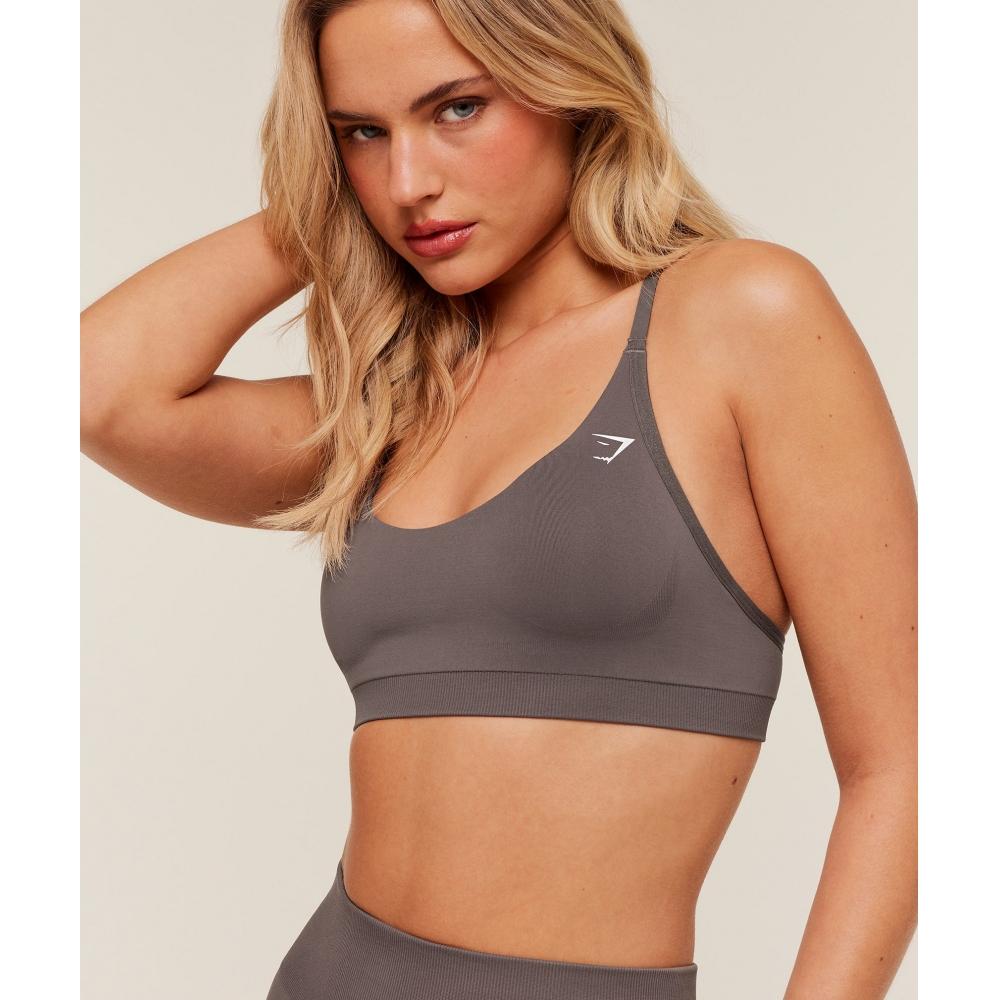 Gymshark Everyday Seamless Racerback Sports Bra Cool Brown B4c1v Nbzg