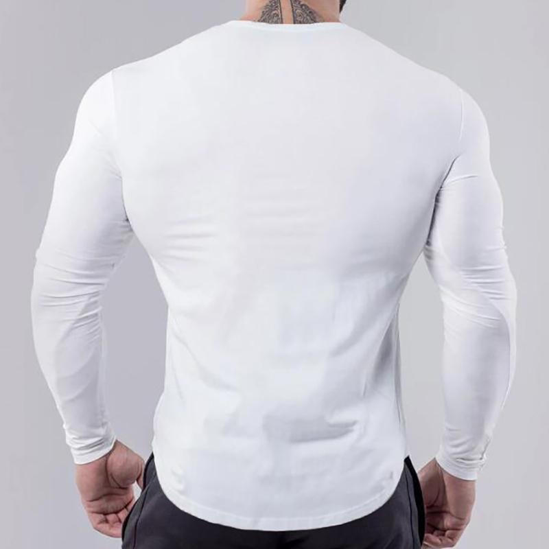 Muscleguys Men Running Slim Fit T-shirt Long sleeves Sports Tees Gym Fitness Sweatshirt Male Jogging Tracksuit Cotton Athletic Shirt Tops