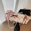 Süße Schleife PU Schultertasche Spitze Schleife Achseltaschen Hohe Qualität Französisches Baguette Handtasche Damen