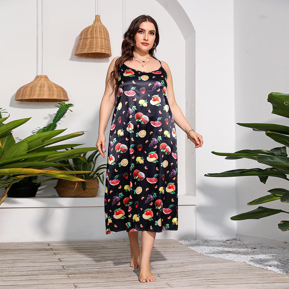 

Женское платье-халтер Платья больших размеров Ночные рубашки Домашняя одежда Платье 4XL чёрный