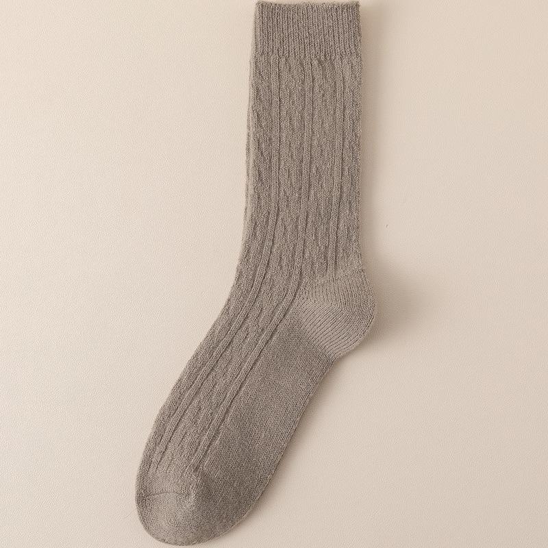 Women's Mid-Calf Slouchy Knit Socks - Imitation Wool, Japanese Style, Coffee Color, Trendy, Warm for Spring, Autumn & Winter.