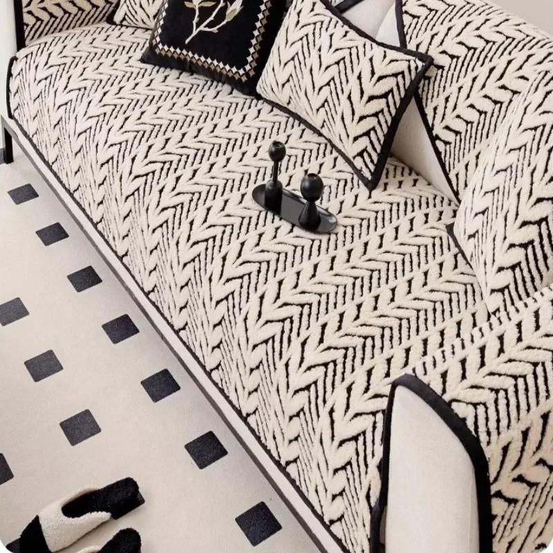 Listy Žakárové Potahy na Pohovku do Obývacího Pokoje Čtyři Roční Období Univerzální Polštář na Pohovku Protiskluzová Podložka Ručník na Pohovku Chránič Nábytku