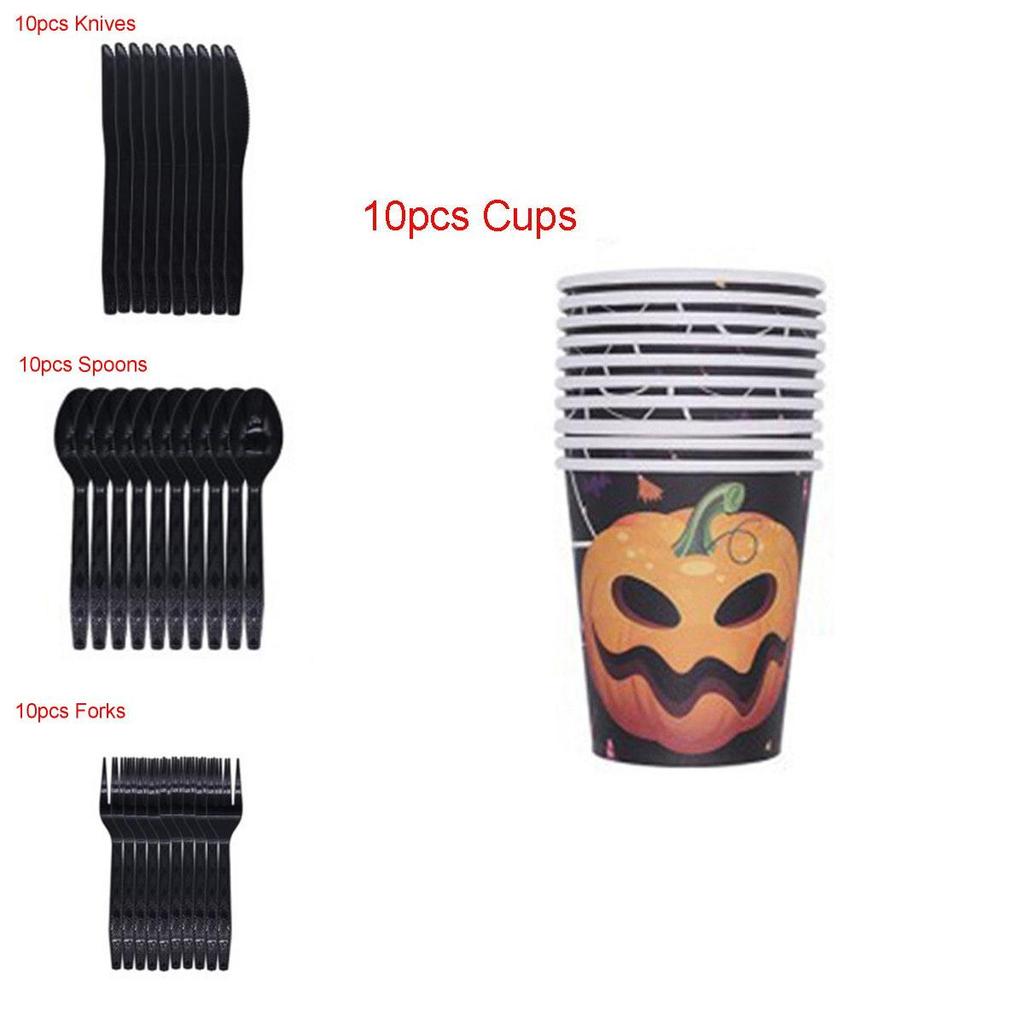 Halloween Party Decoration Supplies Including Pumpkin Tablecover And Straws**