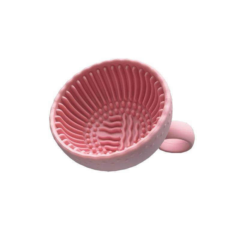 

1pc QuickClean Makeup Brush Cleaner - Premium Silicone Scrubber & Non-slip Bowl - Effortless Deep Cleaning for All Facial
