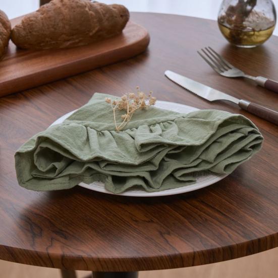 Rustikální prostírání Jednobarevné Kulatý tvar Volánkový okraj Prostírání na odpolední čaj Měkká praná bavlna Podložka na stůl Jídelna Kuchyně Párty Rustikální výzdoba stolu