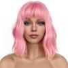 Synthetic Light Pink Wig for Women Natural Straight Wig with Bangs Cosplay Cheap Wig